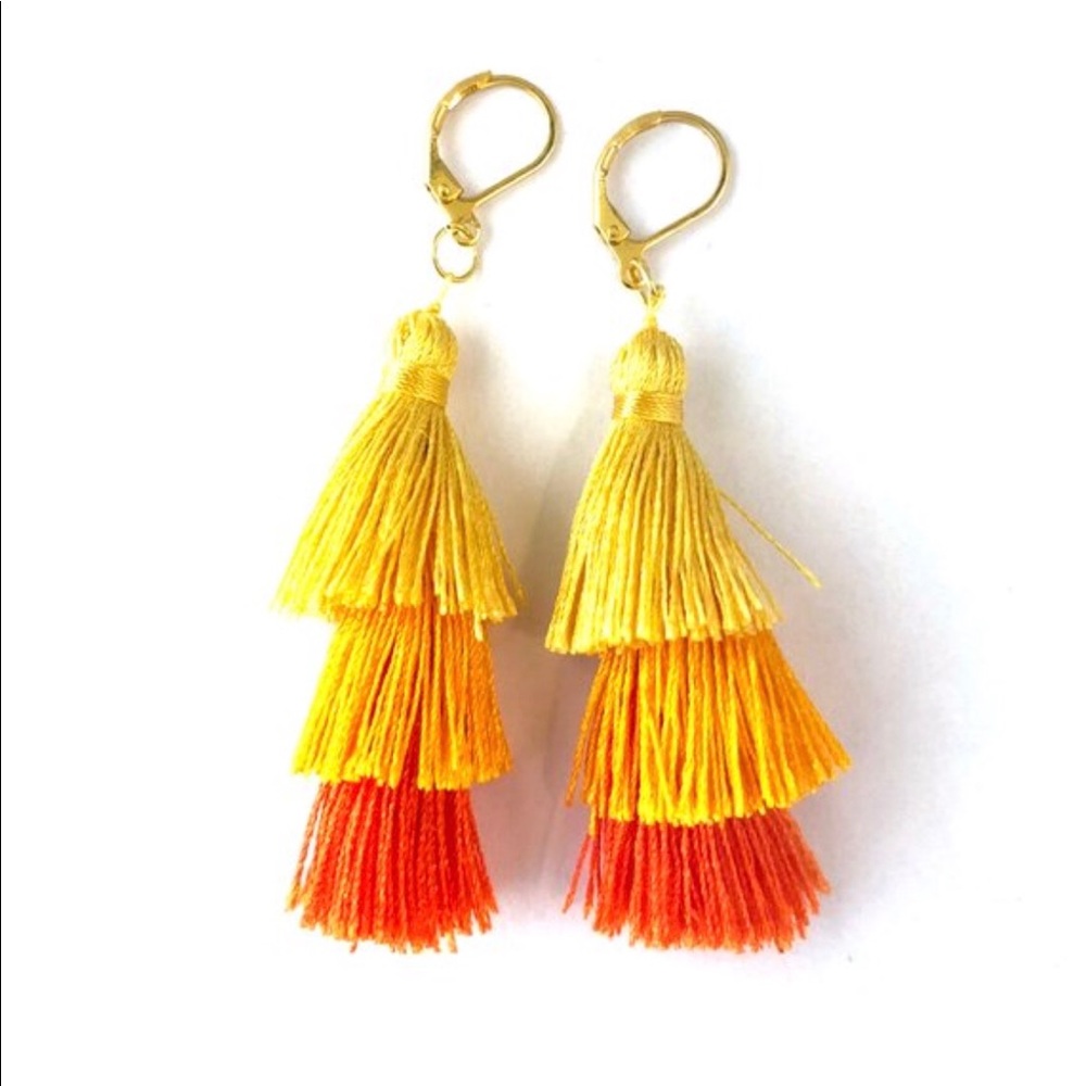 Yellow Ombré Tassel Earrings
